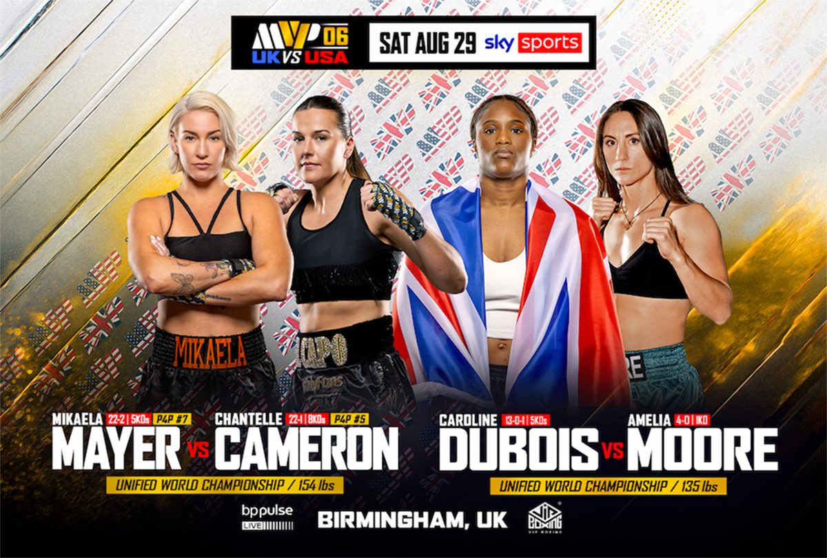 It's the UK vs USA at MVPW06 on August 29, led by Mayer vs Cameron and Dubois vs Moore.