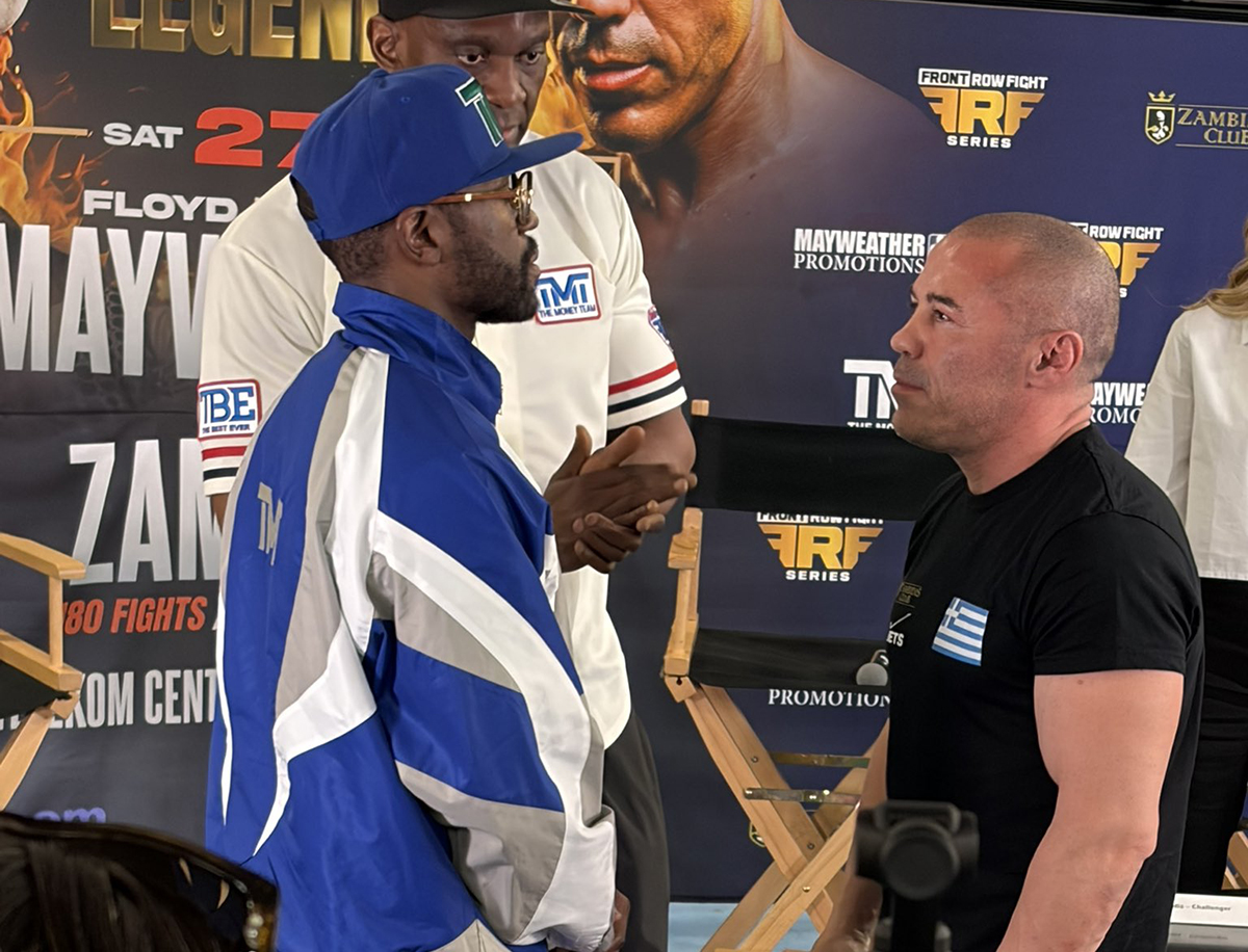 Is Floyd Mayweather's upcoming June 27 exhibition in Greece in danger due to criminal charges this week in Las Vegas?