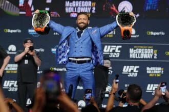 Conor McGregor at UFC 329 presser