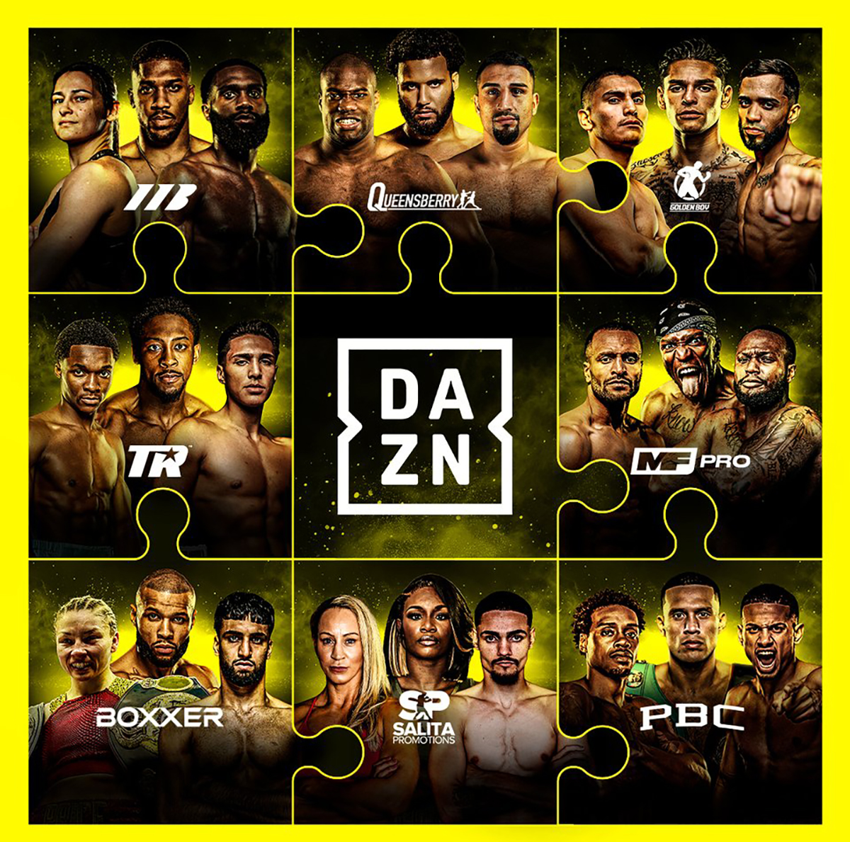 The new DAZN promoter lineup includes Matchroom, Queensberry, Golden Boy, Top Rank, MP Pro, Boxxer, Salita Promotions, and PBC. DAZN Deal With PBC
