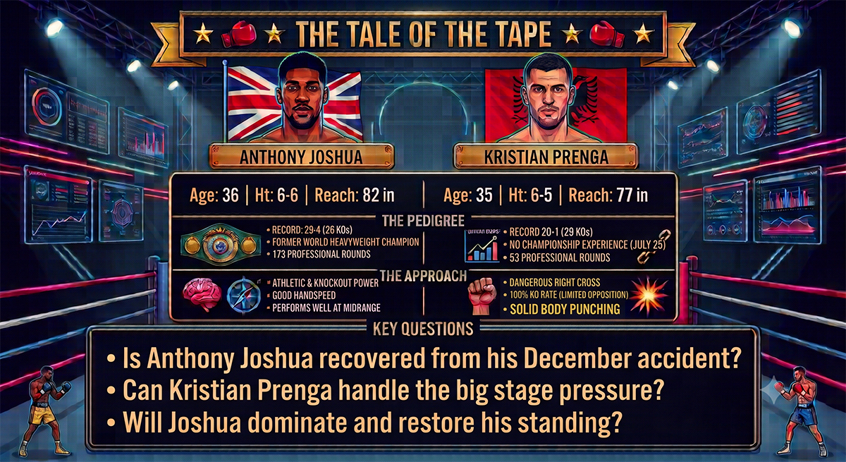 Our Tale of the Tape for Joshua vs Prenga. Credit: Gayle Falkenthal/Gemini