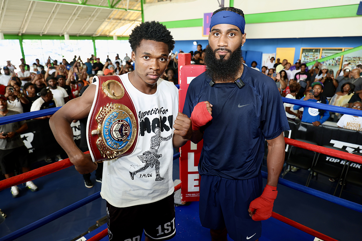 Abdullah Mason and Albert Bell are both from Ohio and are former sparring partners. They say there's no need for trash talk but they'll be all business on Saturday. Photo: Top Rank Boxing TNT Sports