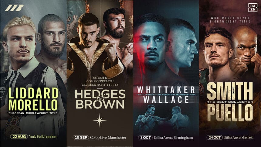 Matchroom Boxing announced five UK fight cards for the early fall season.