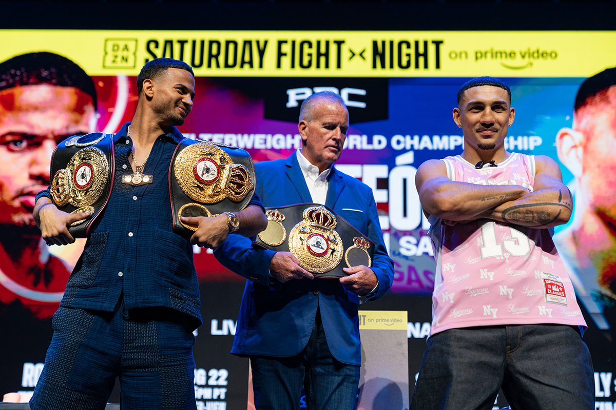 The kickoff Thursday for the August 22 Rolly vs Teofimo title fight went (mostly) as expected: Wacky. Photo: Ryan Hafey, Premier Boxing Champions