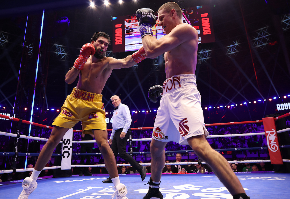 Hamzah Sheeraz blamed his poor performance against mandatory challenger Simon Zachenhuber on a lack of any challenge. Photo: Mark Robinson, Matchroom Boxing