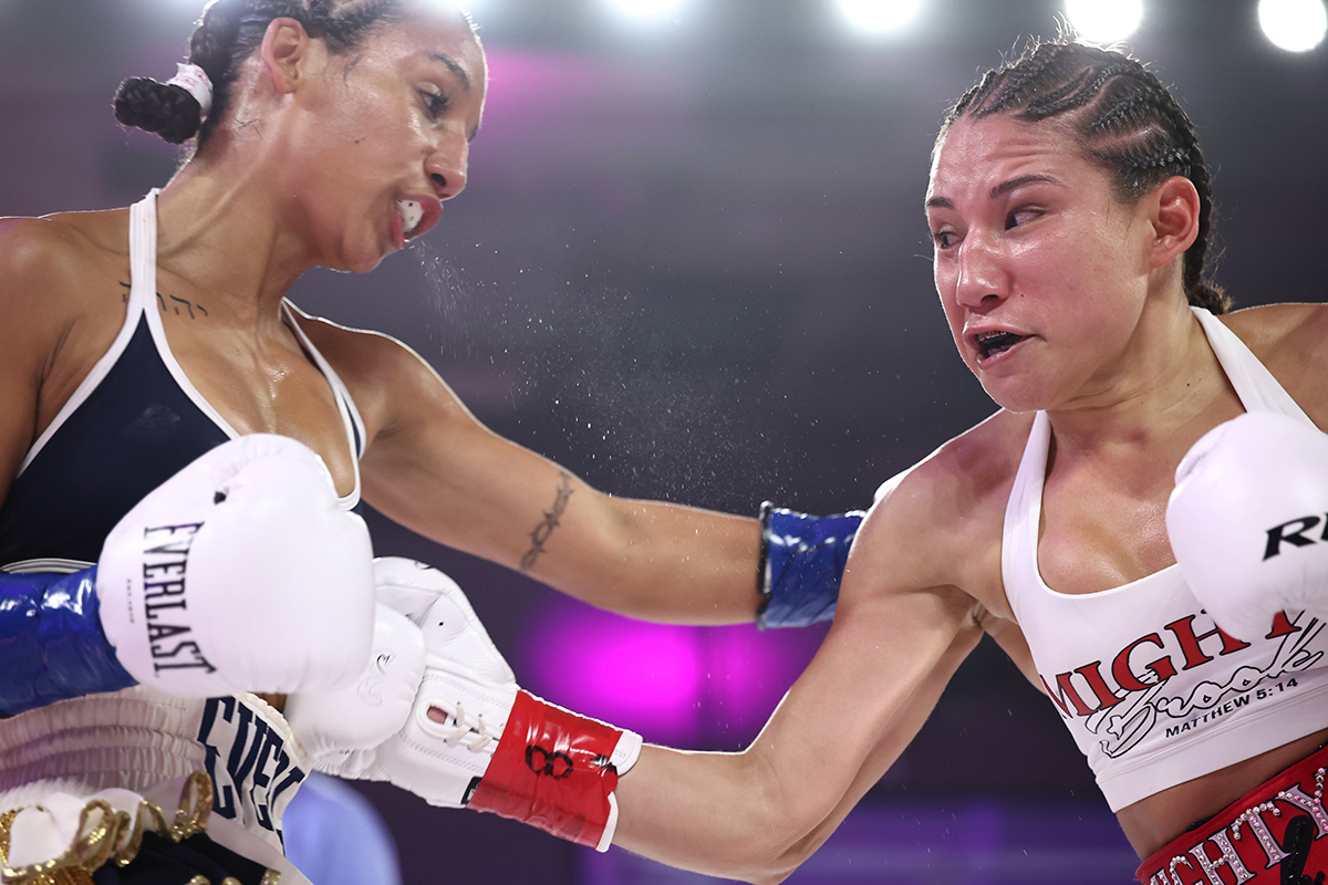 Brook Sibrian upset the undefeated Lupita Medina in a thrilling action fight. Photo: Most Valuable Promotions