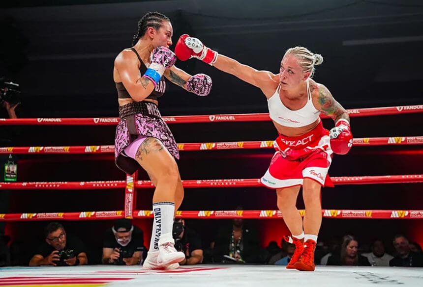 Dina Thorslund will take the undisputed bantamweight titles she relinquished a year ago back to Denmark, adding the Ring Magazine title after her win over Cherneka Johnson. Photo: Most Valuable Promotions MVPW05