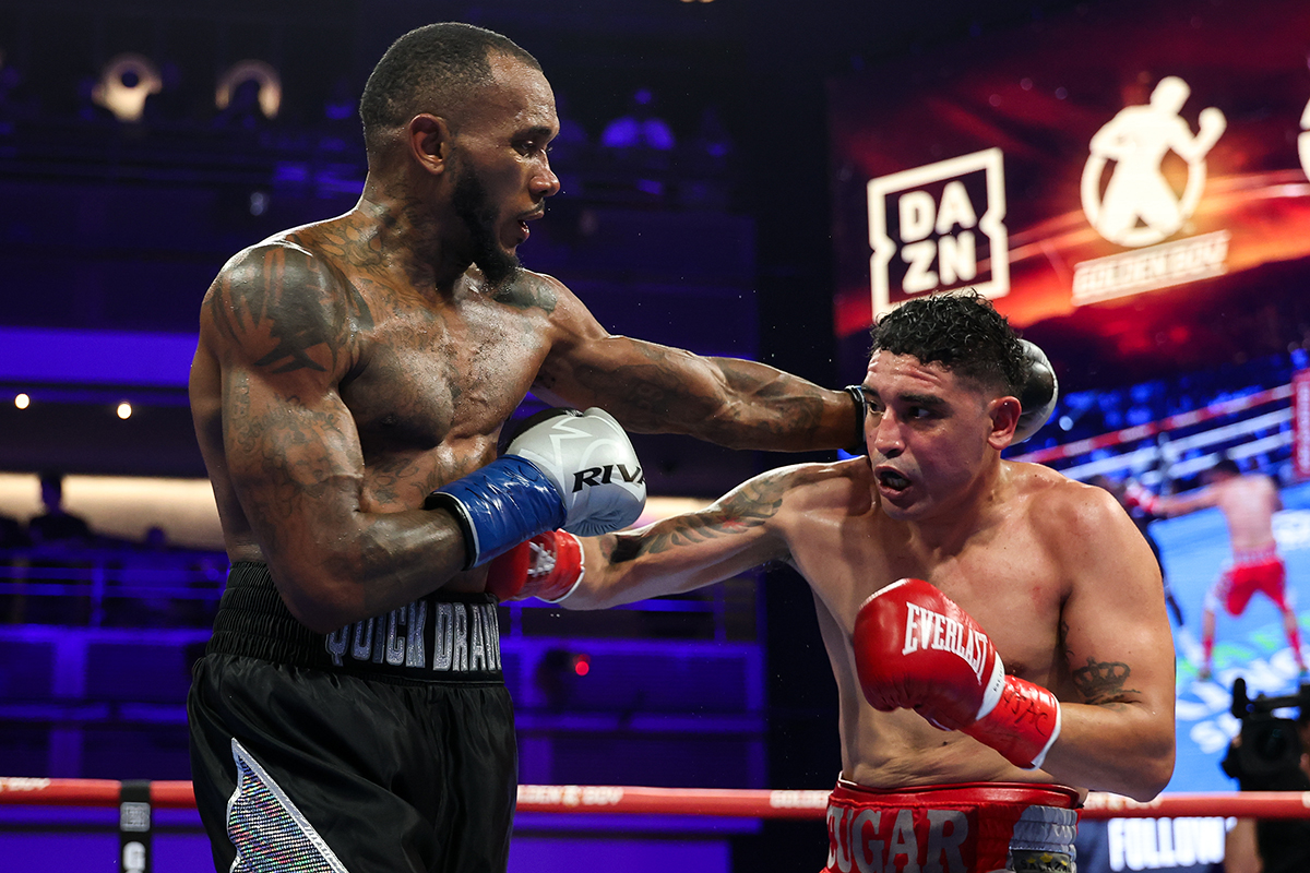 Raul Curiel is nicknamed The Cougar, but he nearly let his prey Quintin Randall escape. Photo: Cris Esqueda, Golden Boy Boxing Roach Jr. 
