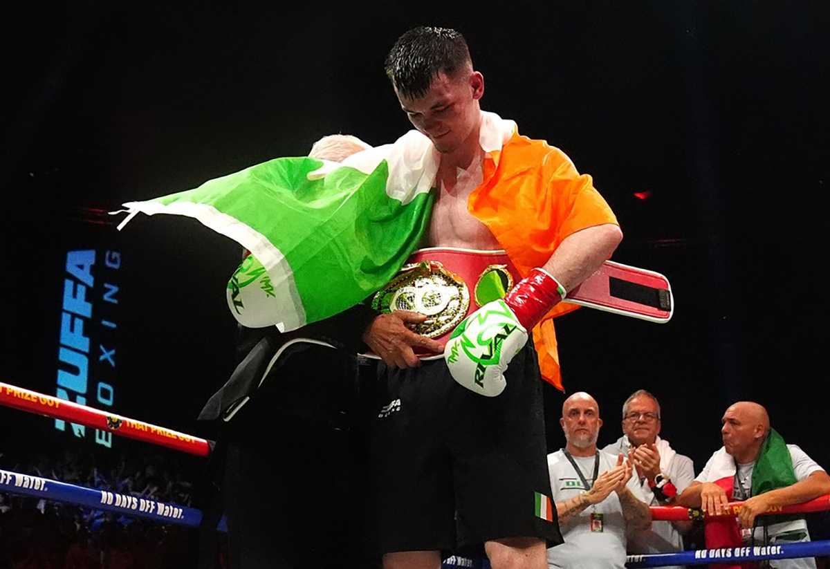 Aaron McKenna is now the IBF World Middleweight champion with a victory in front of his Irish fans in Dublin Saturday. Photo: Zuffa Boxing
