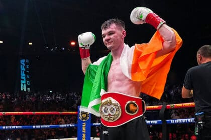 Aaron McKenna is now the IBF World Middleweight champion with a victory in front of his Irish fans in Dublin Saturday. Photo: Zuffa Boxing