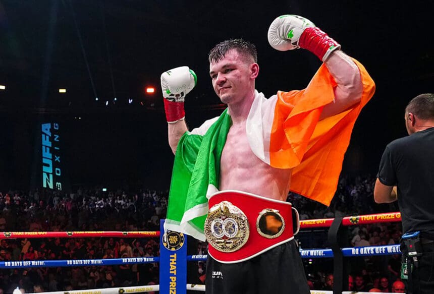 Aaron McKenna is now the IBF World Middleweight champion with a victory in front of his Irish fans in Dublin Saturday. Photo: Zuffa Boxing