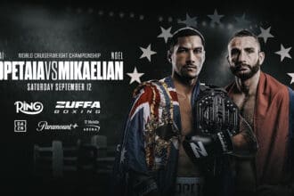 Jai Opetaia is set to defend his Zuffa Boxing Cruiserweight title against Noel Mikaelian - if lawsuits and protests don't derail it. Photo: Zuffa Boxing