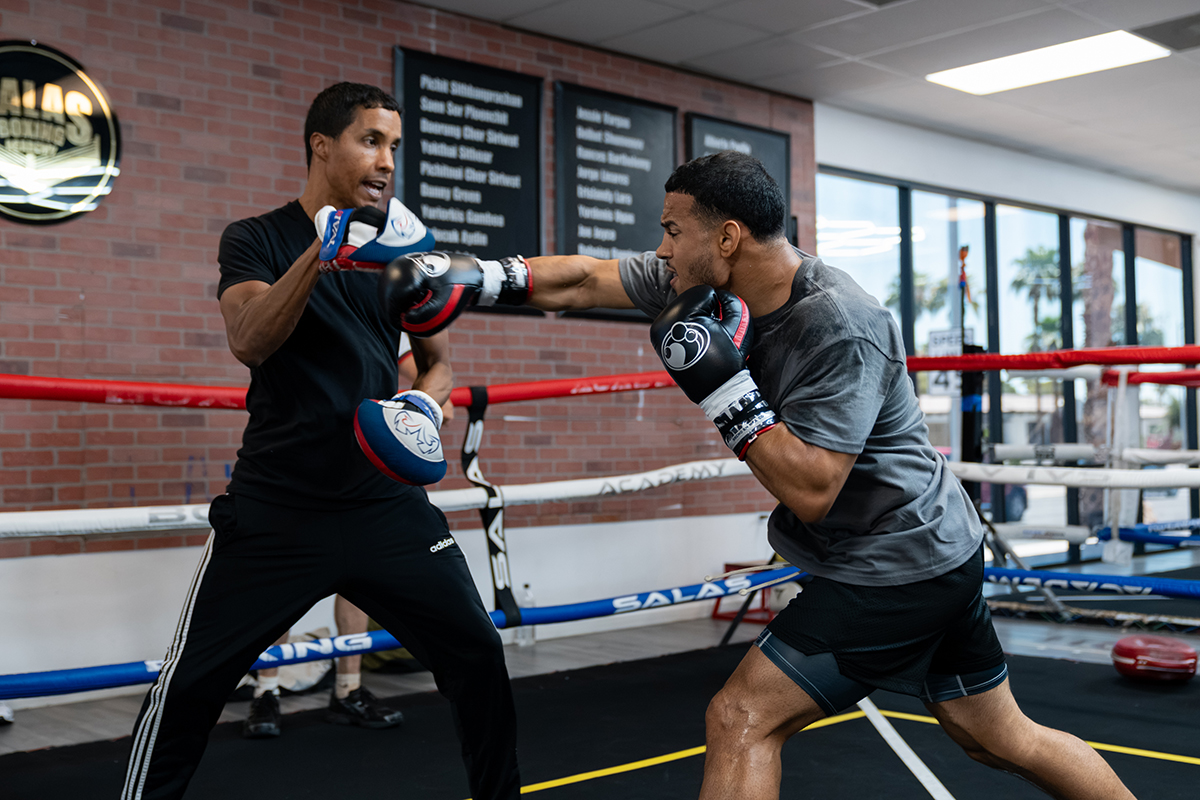 Rolly Romero spars during training camp. Photo: Ryan Hafey, Premier Boxing Champions