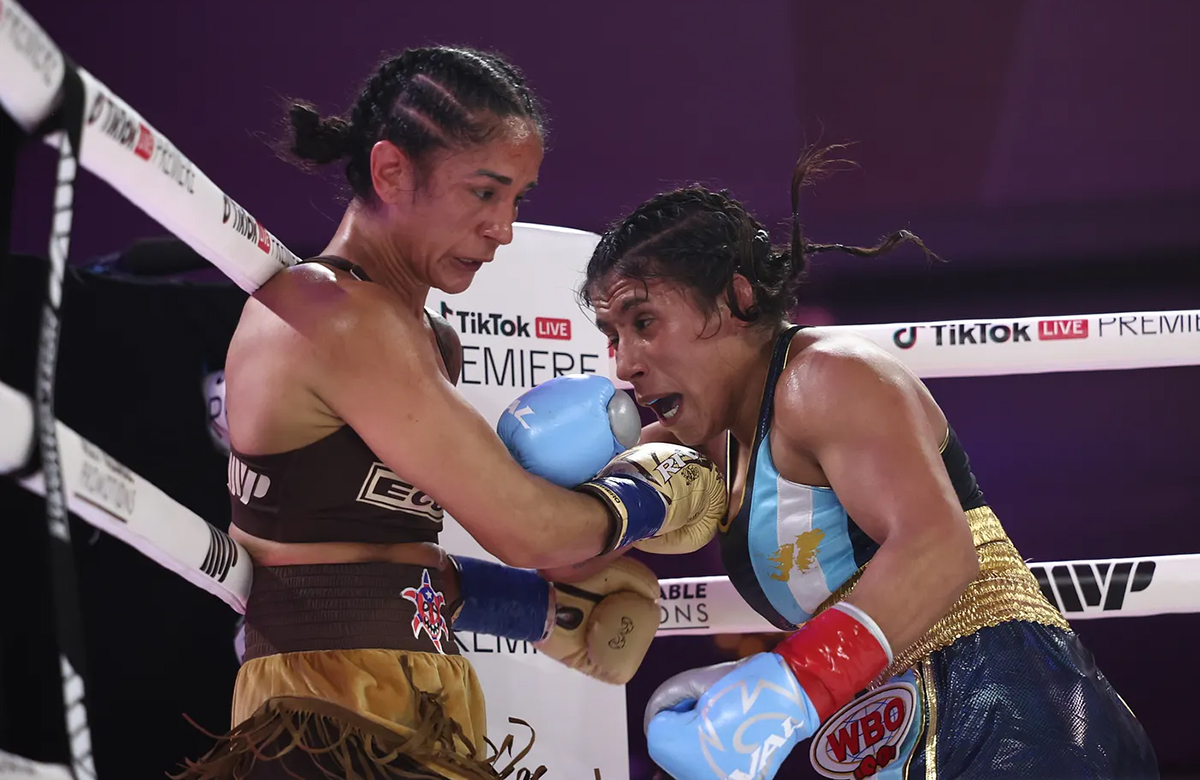 Amanda Serrano dug down to get her 50th win Friday against Lucretia Manzur. Photo: Most Valuable Promotions