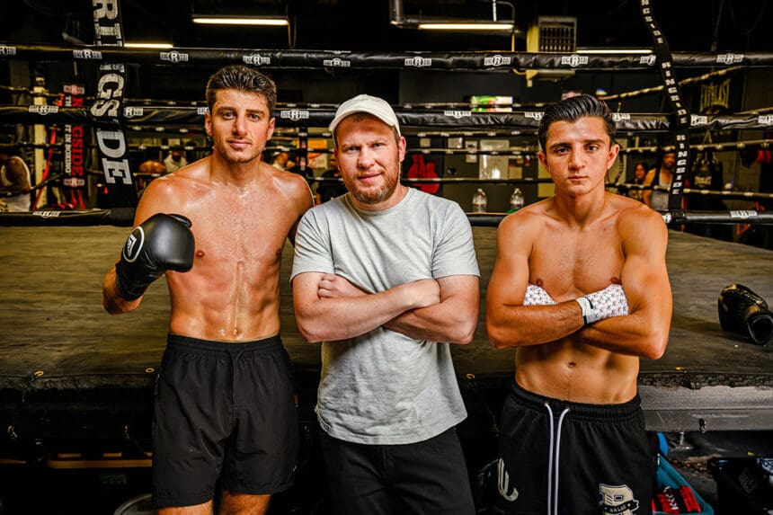 (L to R) Julius Ballo. promoter Dmitriy Salita, and Jonny Mansour hope to duplicate the success of Claressa Shields among Detroit boxing fans, Chaldean and otherwise. Photo: Andrew Potter, Salita Promotions