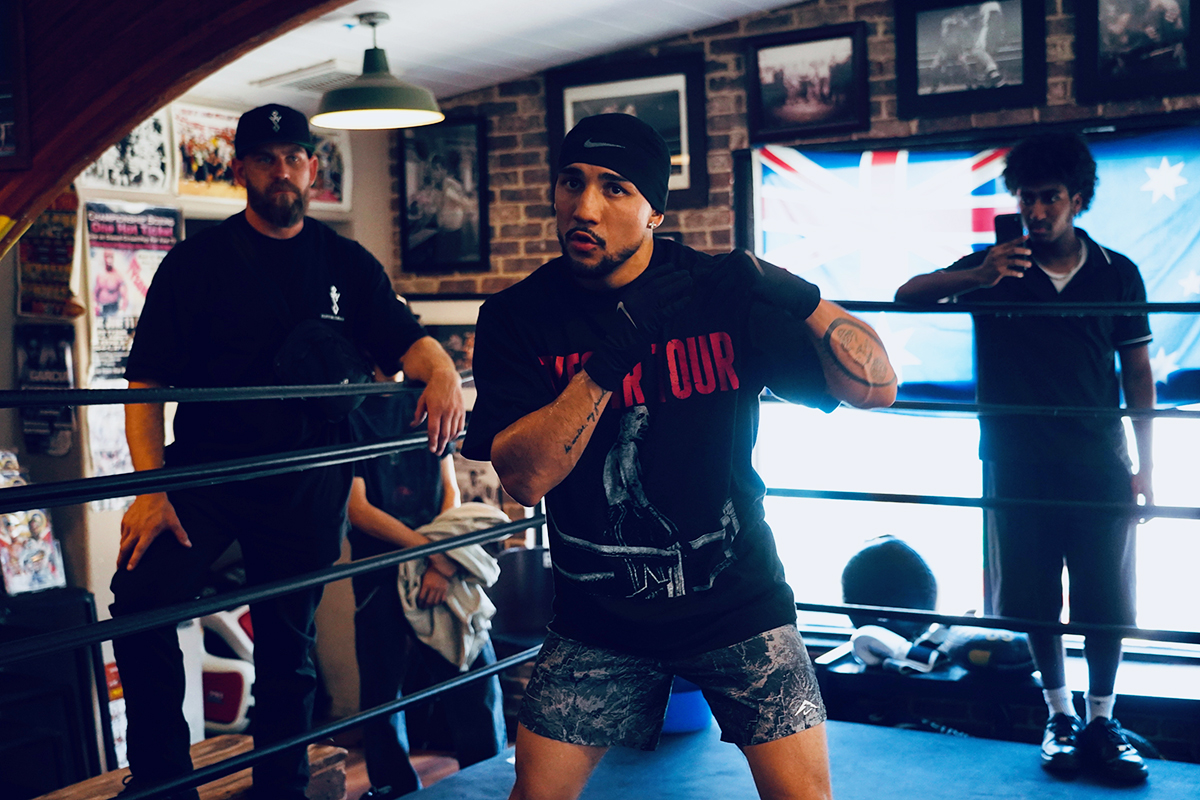 Teofimo Lopez went through his paces for the boxing media in Los Angeles this week. Photo: Ryan Hafey, Premier Boxing Champions