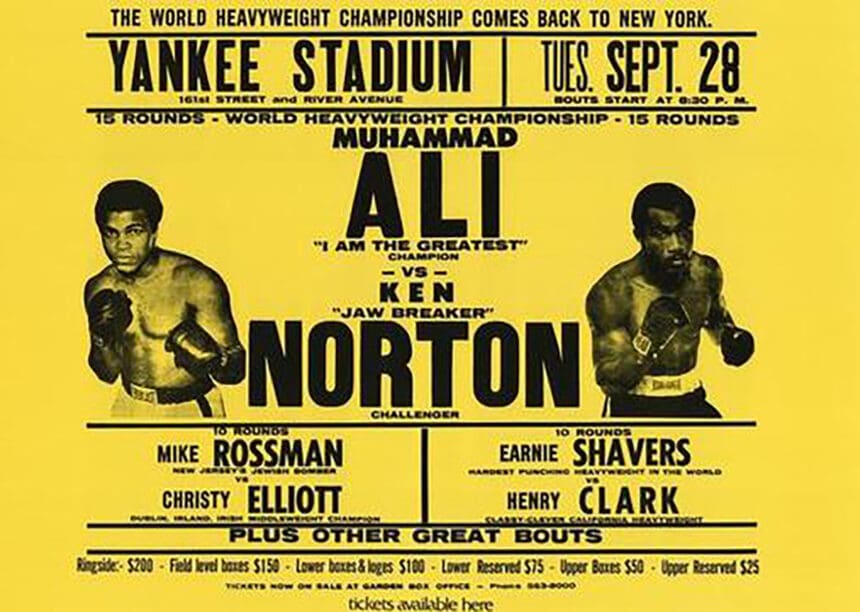Ali vs Norton 3 at the original Yankee Stadium concluded an era of boxing in New York City 50 years ago. Photo: BoxRec Wiki