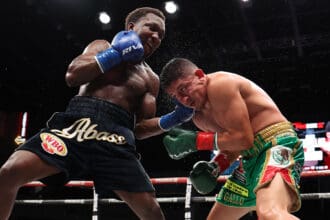 Abass Baraou was the busier, stronger man Friday against Giovani Santillan. Photo: Jason Robles, ProBox TV