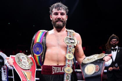 Pat Brown added the Lonsdale Belt to his growing list of accomplishments on Saturday. Photo: Mark Robinson, Matchroom Boxing