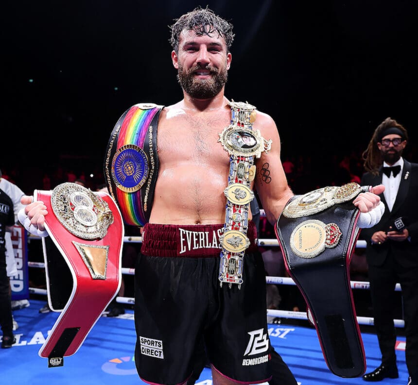 Pat Brown added the Lonsdale Belt to his growing list of accomplishments on Saturday. Photo: Mark Robinson, Matchroom Boxing