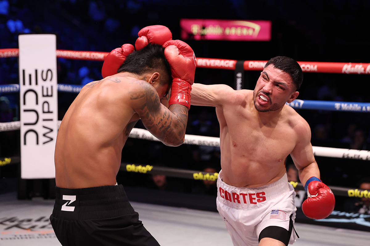 Andres Cortes forced Mark Magsayo to confront his boxing skills in their lightweight bout. Photo: Ed Mulholland/Zuffa Boxing/Zuffa Boxing via Getty Images heavyweight