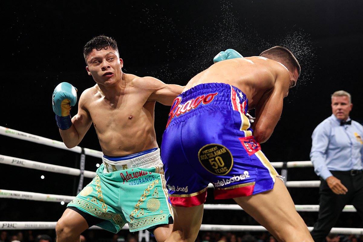 Pitbull Cruz ended the fight with a sensational left hook. Photo: Cris Esqueda, Premier Boxing ChampionsPitbull Cruz ended the fight with a sensational left hook. Photo: Cris Esqueda, Premier Boxing ChampionsPitbull Cruz ended the fight with a sensational left hook. Photo: Cris Esqueda, Premier Boxing Champions