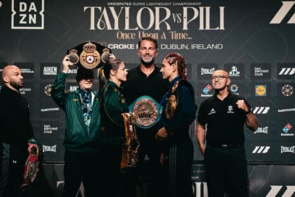 Katie Taylor will face Flora Pili in front of 80,000 Irish boxing fans and one American reporter on Saturday at Croke Park in Dublin, Ireland. Photo: Matchroom Boxing