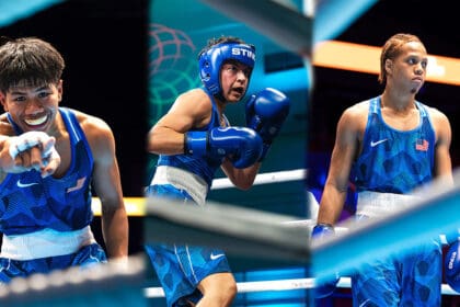 (L to R) Lorenzo Patricio, Noelle Haro, and Marcus Luther came home from Canada with wins. Photo: Team USA Boxing
