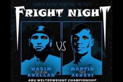 Warrior Ascent Promotions Fright Night main event graphic featuring Wasim Chellan and Martin Achebi