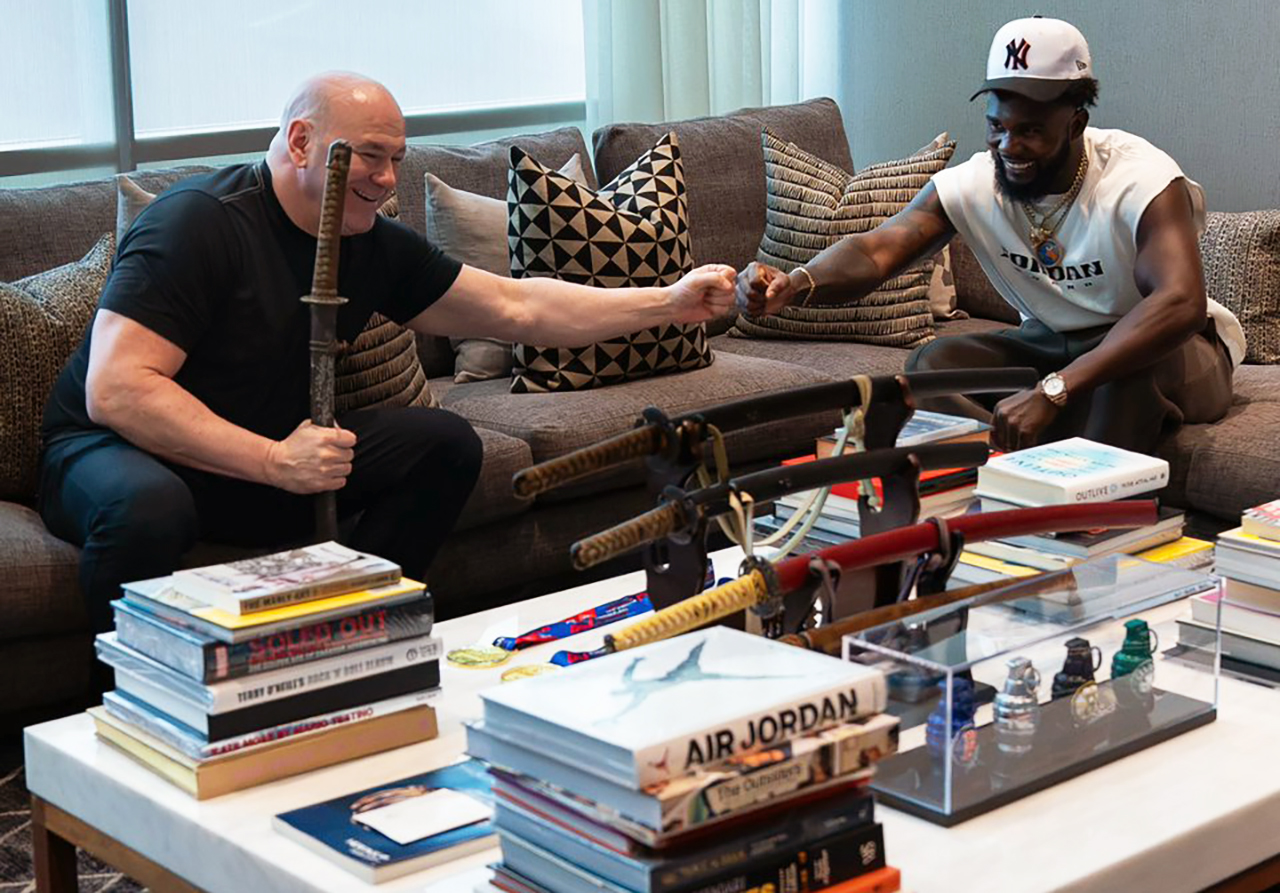 Carlos Adames and Dana White in his office after the announcement of Adames signing with Zuffa Boxing. Photo: Courtesy Carlos Adames/X