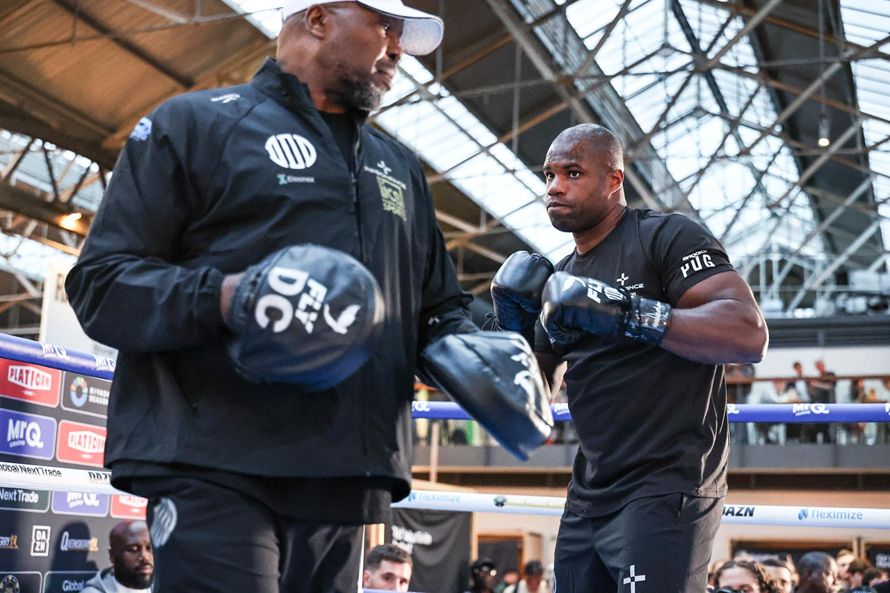 Daniel Dubois appears locked in with trainer Don Charles as the rematch approaches. Photo: Queensberry Promotions