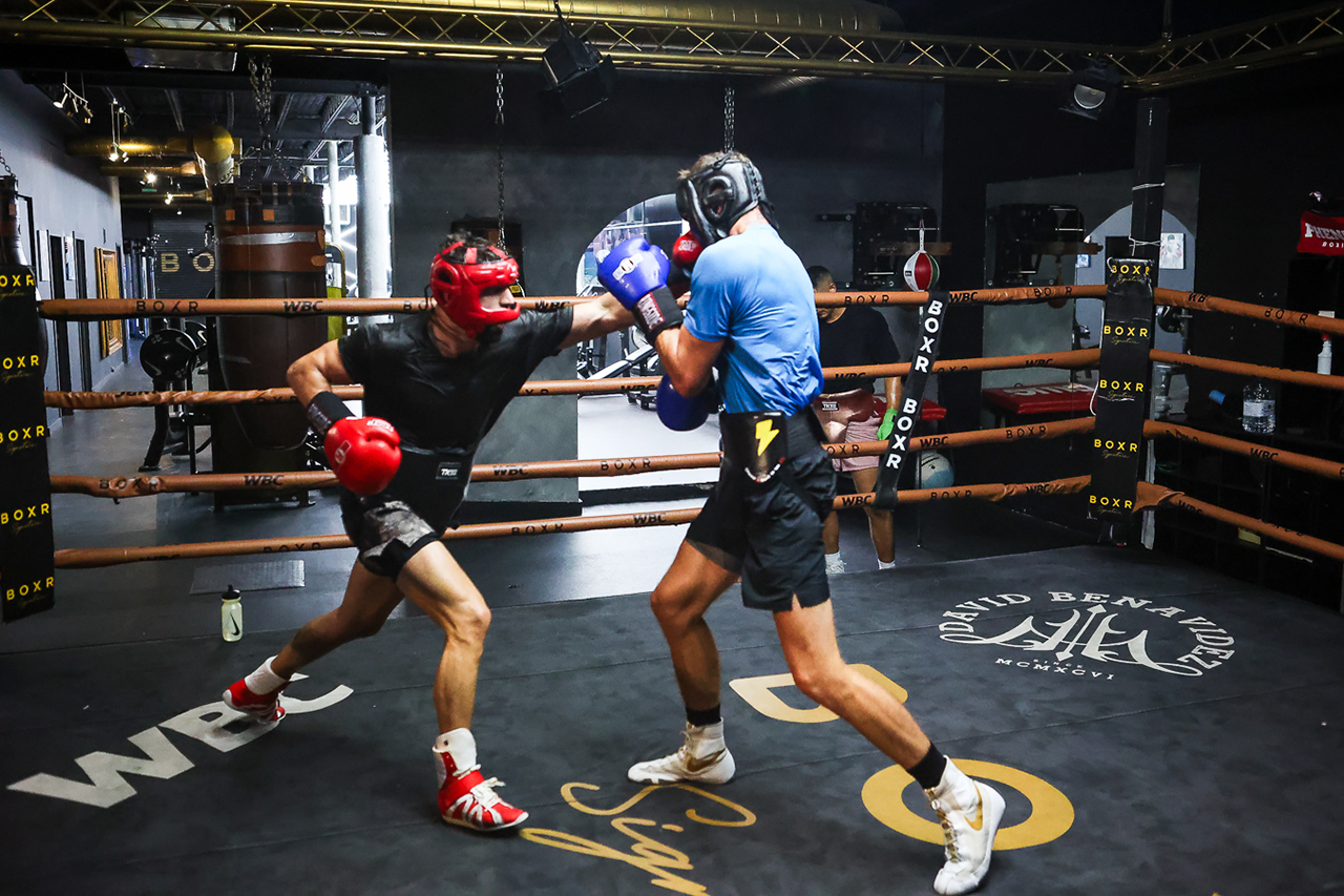 Sparring partners Mykal Fox (pictured) and Ollie Cooper helped Ermal Hadribeaj prepare for the taller Sebastian Fundora. Photo: Kelly Foley