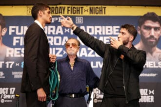 Ermal Hadribeaj will take aim at WBC Super Welterweight champion Sebastian Fundora Saturday in Las Vegas. Photo: Cris Esqueda, Premier Boxing Champions