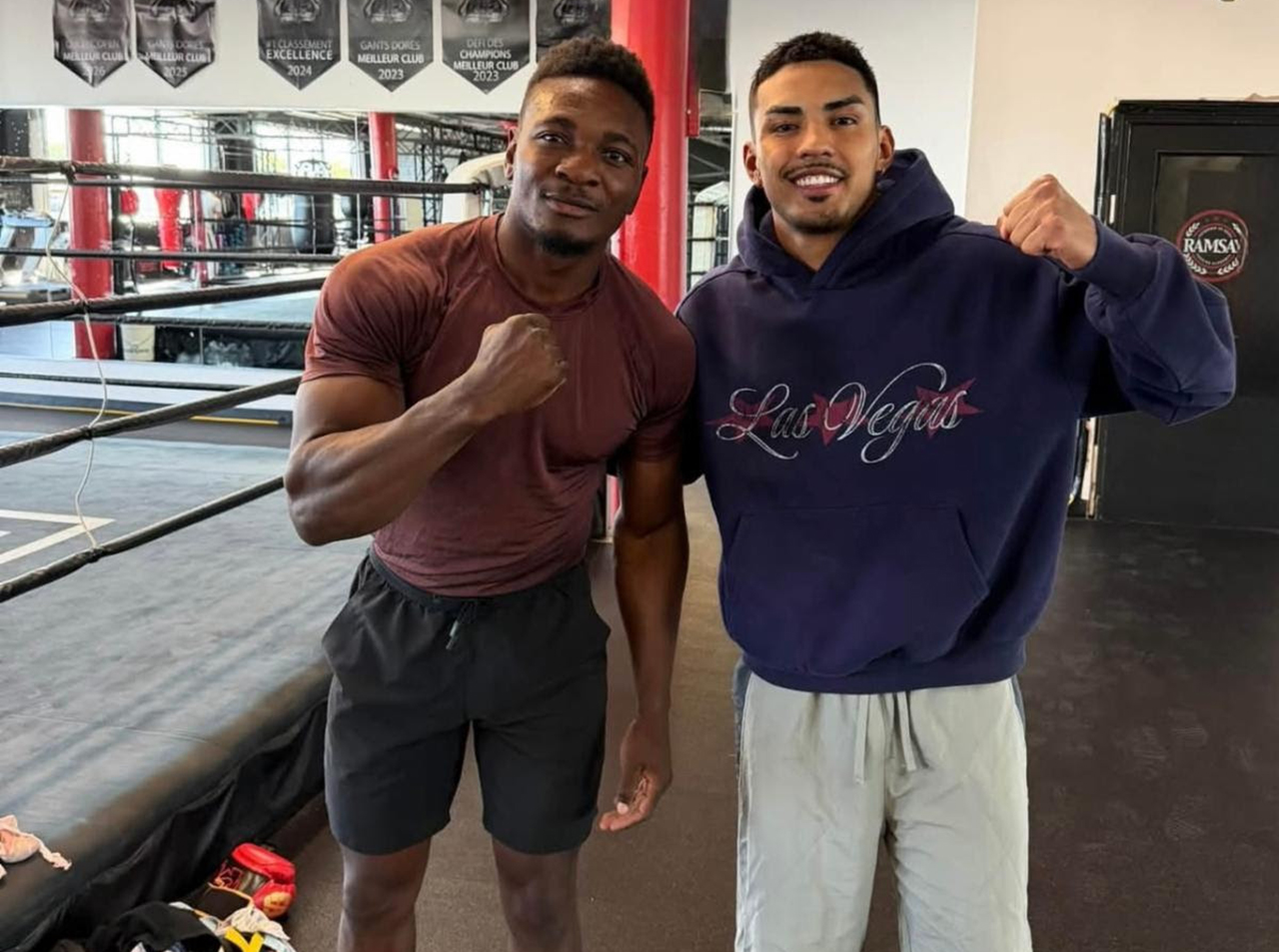 Marco Romero gained invaluable experience for his upcoming fight Saturday while sparring with WBC Super Middleweight Champion Christian Mbilli in Montreal. Photo: Kansas Boxing Academy