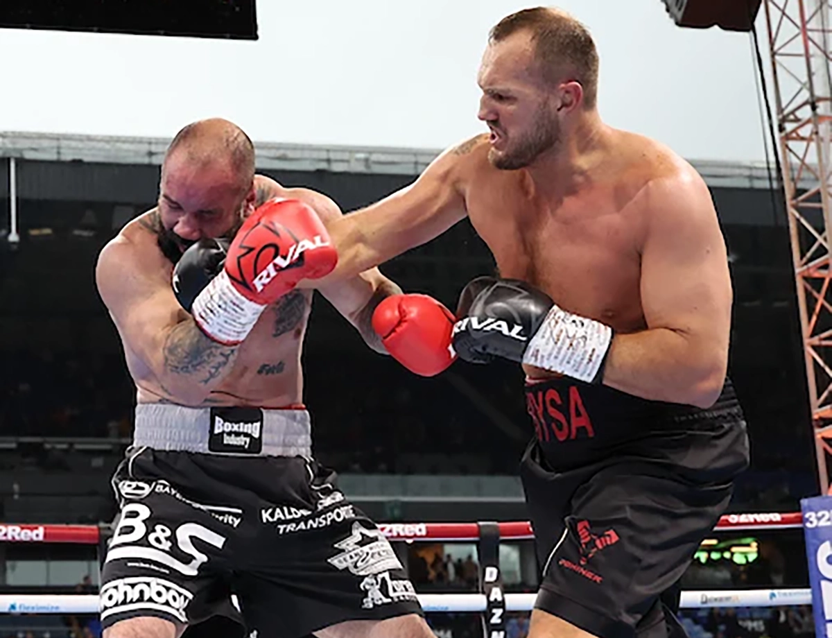 Nelson Hysa knocked out Thomas Narmo on the Joshua vs Prenga undercard at the O2 Arena in London on September 29. Photo: Matchroom Boxing