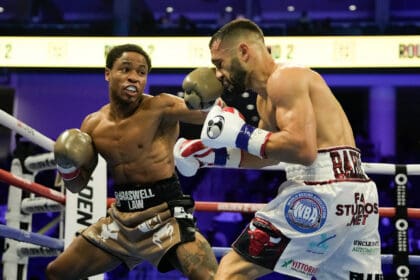 Floyd Schofield blended aggression and boxing skills to win his first world championship over Lucas Bahdi Saturday. Photo: Cris Esqueda, Golden Boy Boxing