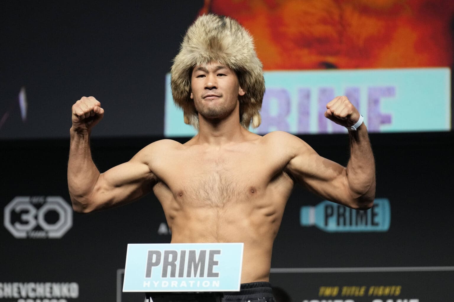 LAS VEGAS, NV - March 3: Shavkat Rakhmonov at the ceremonial weigh-ins at MGM Grand Garden Arena for UFC 285 -Jones vs Gane : Ceremonial Weigh-ins on March 3, 2023 in Las Vegas, NV, United States. Photo by Louis Grasse/PxImages Louis Grasse / SPP PUBLICATIONxNOTxINxBRAxMEX Copyright: xLouisxGrassex/xSPPx SPP_156438