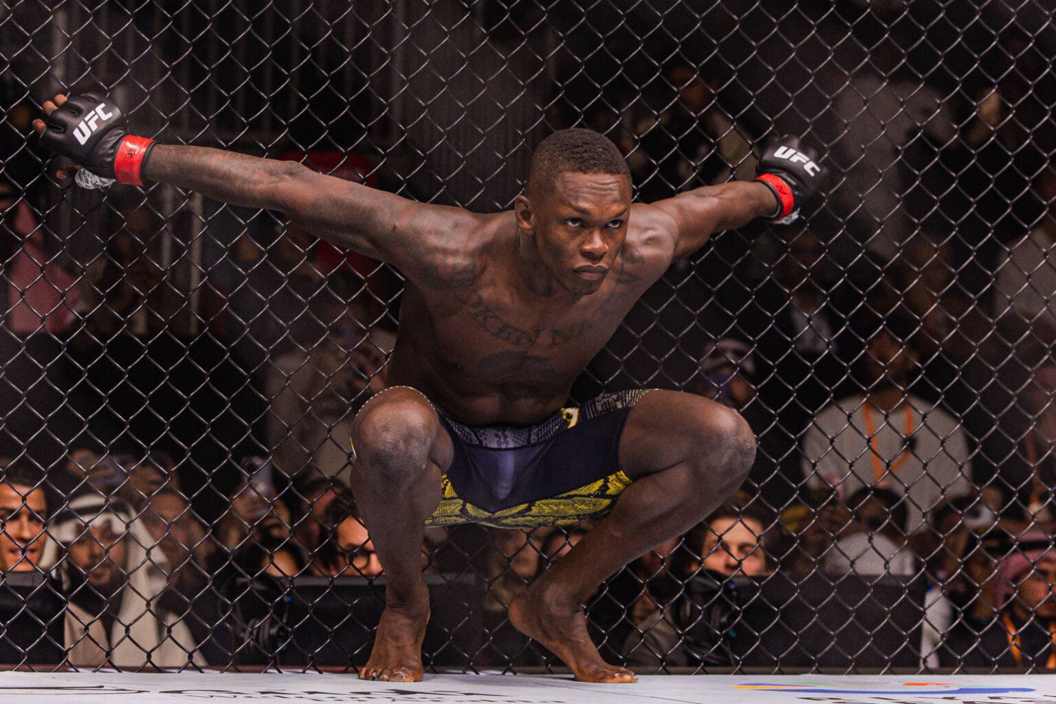 February 1, 2025, Riyadh, Riyadh, Saudi Arabia, Saudi Arabia: Israel Adesanya prepares to fight Nassourdine Imavov in their middleweight fight during the UFC Fight Night: Adesanya v Imavov event at anb Arena on February 1, 2025 in Riyadh, Saudi Arabia. /PxImages Riyadh Saudi Arabia - ZUMAp175 20250201_zsa_p175_175 Copyright: xDannyxPerezx