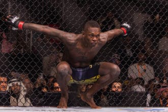 February 1, 2025, Riyadh, Riyadh, Saudi Arabia, Saudi Arabia: Israel Adesanya prepares to fight Nassourdine Imavov in their middleweight fight during the UFC Fight Night: Adesanya v Imavov event at anb Arena on February 1, 2025 in Riyadh, Saudi Arabia. /PxImages Riyadh Saudi Arabia - ZUMAp175 20250201_zsa_p175_175 Copyright: xDannyxPerezx