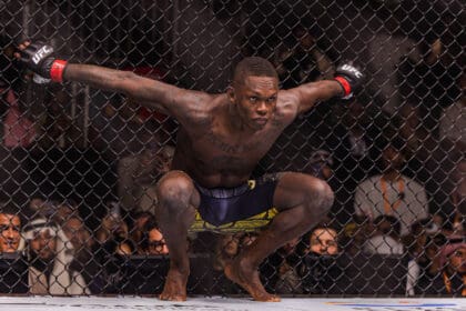 February 1, 2025, Riyadh, Riyadh, Saudi Arabia, Saudi Arabia: Israel Adesanya prepares to fight Nassourdine Imavov in their middleweight fight during the UFC Fight Night: Adesanya v Imavov event at anb Arena on February 1, 2025 in Riyadh, Saudi Arabia. /PxImages Riyadh Saudi Arabia - ZUMAp175 20250201_zsa_p175_175 Copyright: xDannyxPerezx