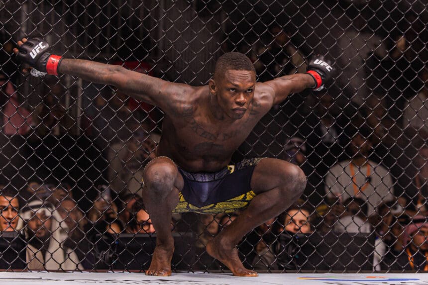 February 1, 2025, Riyadh, Riyadh, Saudi Arabia, Saudi Arabia: Israel Adesanya prepares to fight Nassourdine Imavov in their middleweight fight during the UFC Fight Night: Adesanya v Imavov event at anb Arena on February 1, 2025 in Riyadh, Saudi Arabia. /PxImages Riyadh Saudi Arabia - ZUMAp175 20250201_zsa_p175_175 Copyright: xDannyxPerezx
