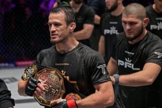 Road to Dubai Championship in Dubai DUBAI, UNITED ARAB EMIRATES - FEBRUARY 7: Usman Nurmagomedov celebrates victory after competing against Alfie Davis during mixed martial arts championship in the lightweight category at the Professional Fighters League PFL Road to Dubai at the Coca-Cola Arena in Dubai, United Arab Emirates, on February 7, 2026. Waleed Zein / Anadolu Dubai United Arab Emirates. Editorial use only. Please get in touch for any other usage. PUBLICATIONxNOTxINxTURxUSAxCANxUKxJPNxITAxFRAxAUSxESPxBELxKORxRSAxHKGxNZL Copyright: x2026xAnadoluxWaleedxZeinx