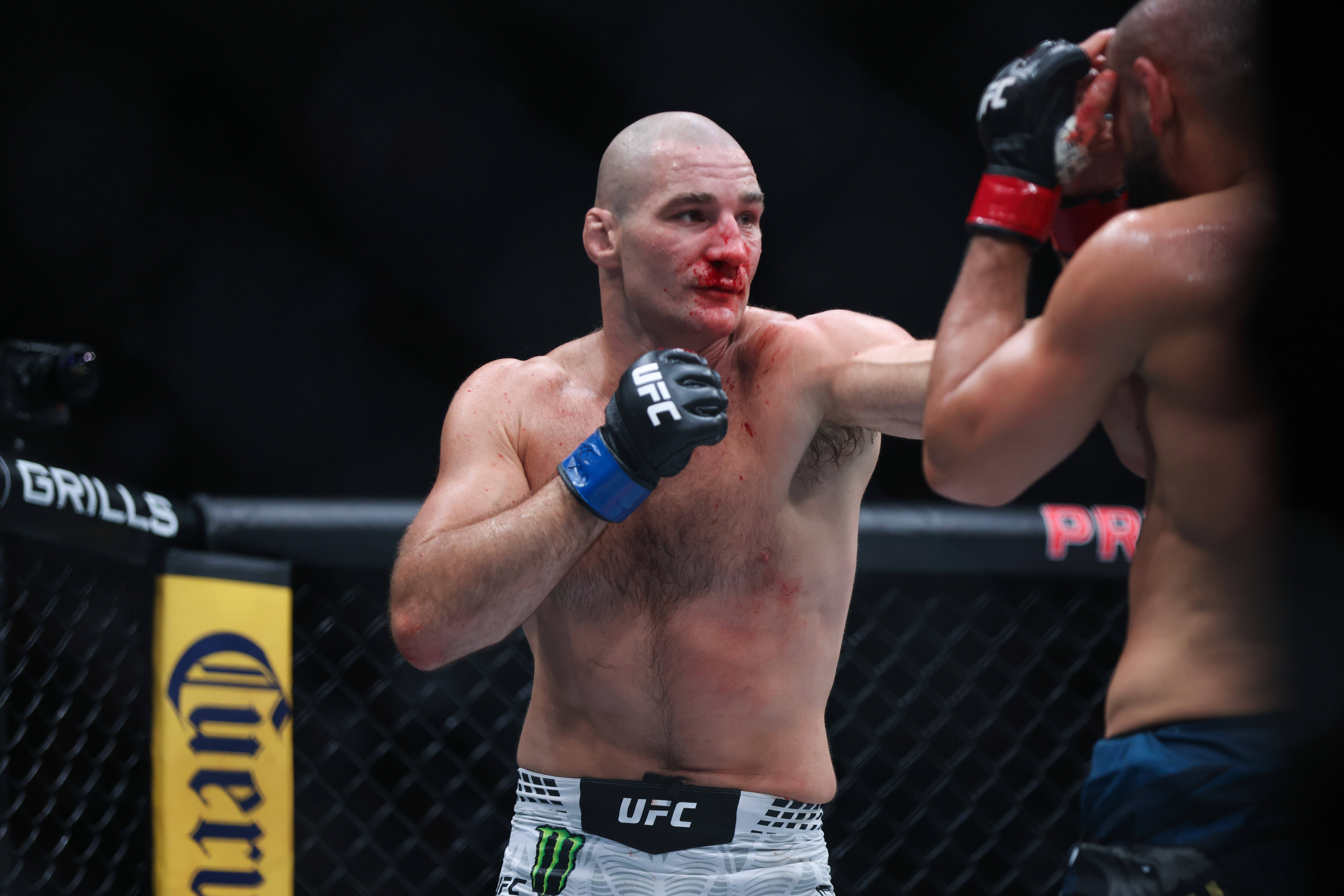 May 9, 2026, Newark, Nj, US: Newark, New Jersey - May 9: Sean Strickland punches Khamzat Chimaev during his fight against in Middleweight bout at UFC 328 at Prudential Center on May 9, 2026 in Newark, NJ. Newark US - ZUMAr187 20260509_zsp_r187_138 Copyright: xJustinxRenfroex