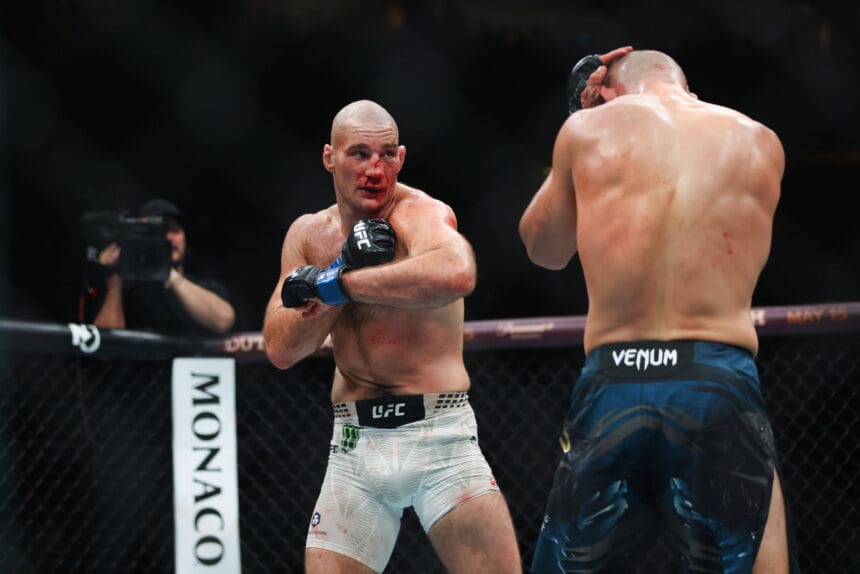 May 9, 2026, Newark, Nj, US: Newark, New Jersey - May 9: Sean Strickland punches Khamzat Chimaev during his fight against in Middleweight bout at UFC 328 at Prudential Center on May 9, 2026 in Newark, NJ. Newark US - ZUMAr187 20260509_zsp_r187_146 Copyright: xJustinxRenfroex