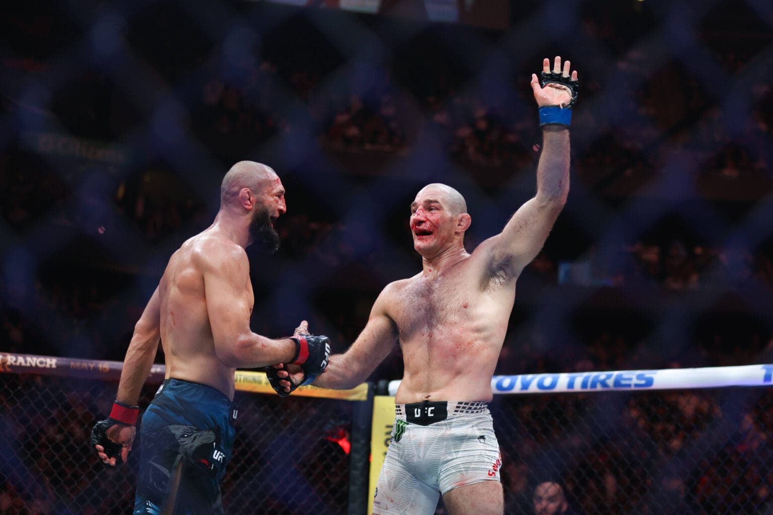May 9, 2026, Newark, Nj, US: Newark, New Jersey - May 9: Sean Strickland celebrates his win against Khamzat Chimaev during his fight against in Middleweight bout at UFC 328 at Prudential Center on May 9, 2026 in Newark, NJ. Newark US - ZUMAr187 20260509_zsp_r187_149 Copyright: xJustinxRenfroex