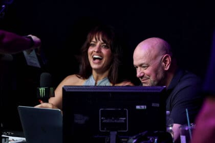 Zuffa Boxing 10, 3Arena, Dublin 8/8/2026 Nina Marie Daniele and UFC CEO and President Dana White Nina Marie Daniele and Dana White 8/8/2026 PUBLICATIONxNOTxINxUKxIRLxFRAxNZL Copyright: xx NE1L0473