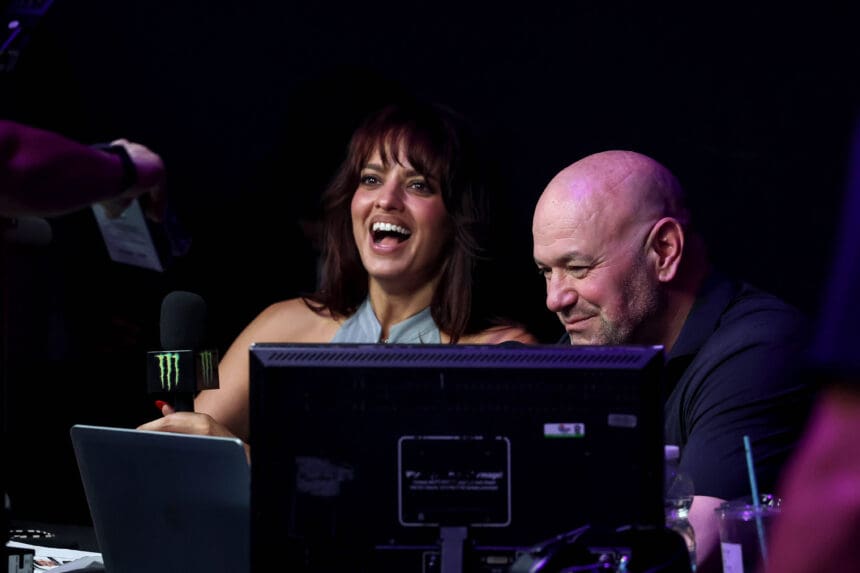 Zuffa Boxing 10, 3Arena, Dublin 8/8/2026 Nina Marie Daniele and UFC CEO and President Dana White Nina Marie Daniele and Dana White 8/8/2026 PUBLICATIONxNOTxINxUKxIRLxFRAxNZL Copyright: xx NE1L0473