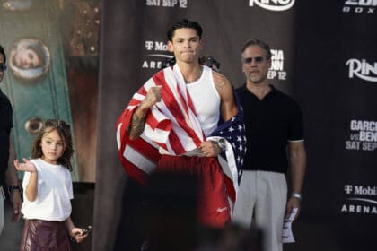 Ryan Garcia,Conor Benn,Las Vegas,Nevadas,Nevada,Weigh In,Paramount Plus Plaza,September 11 2026 Las Vegas Nevada United States Copyright: xTomxHoganx-xHoganphotos.comx916x947x8354xtomhoganphotos@gmail.comx GarciaBennWeighIn_Hoganphotos16577