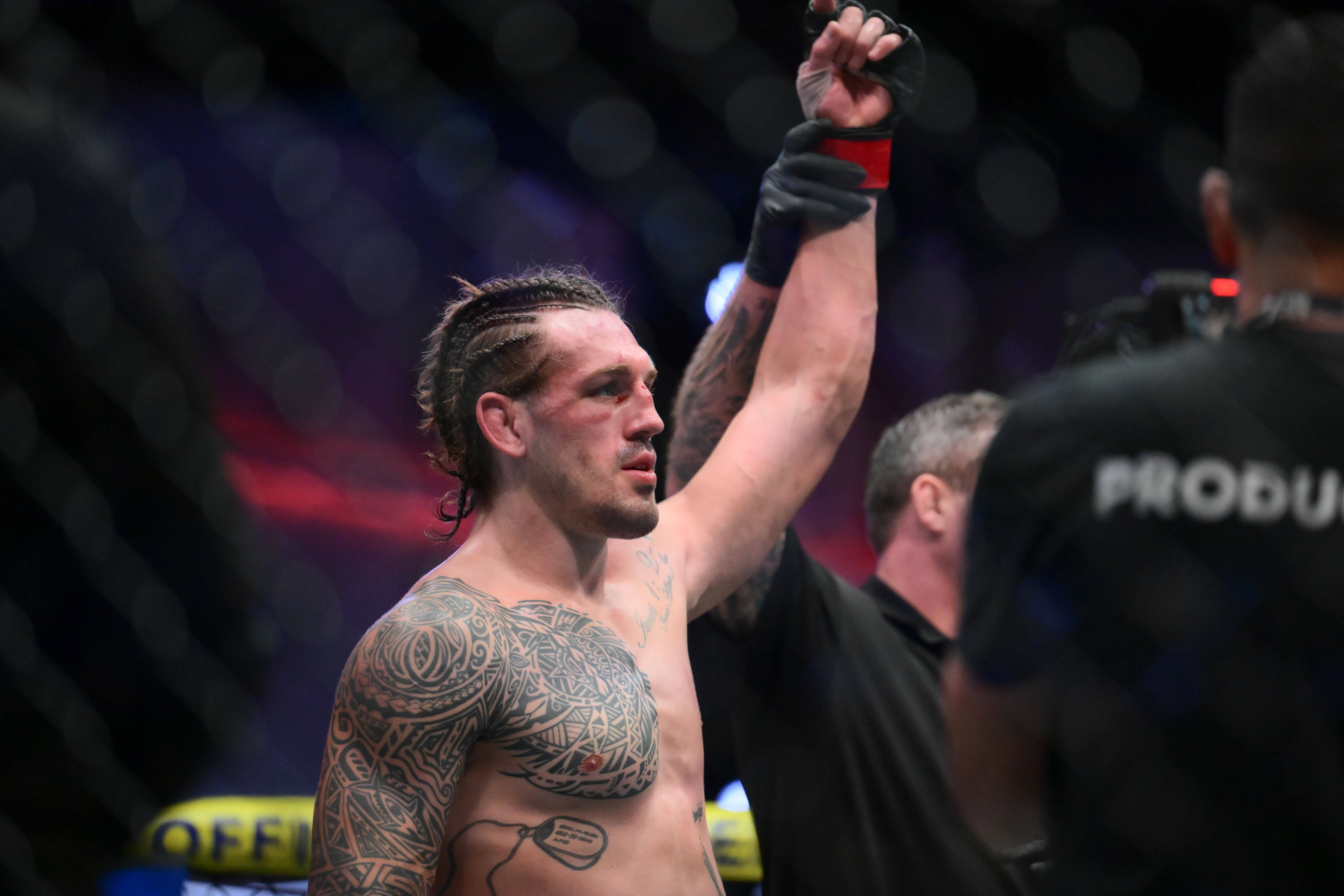 October 10, 2026, Las Vegas, Nevada, USA: BRENDAN ALLEN defeats CHRISTIAN LEROY DUNCAN by submission (rear-naked choke) at 2:46 of Round 5 during UFC Fight Night night the Meta APEX in Las Vegas. Las Vegas USA - ZUMAo117 20261010_zsp_o117_039 Copyright: xMikaelxOnax